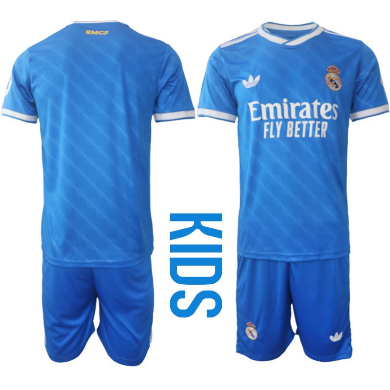 Youth 2025-2026 Club Real Madrid away blue blank Soccer Jersey
